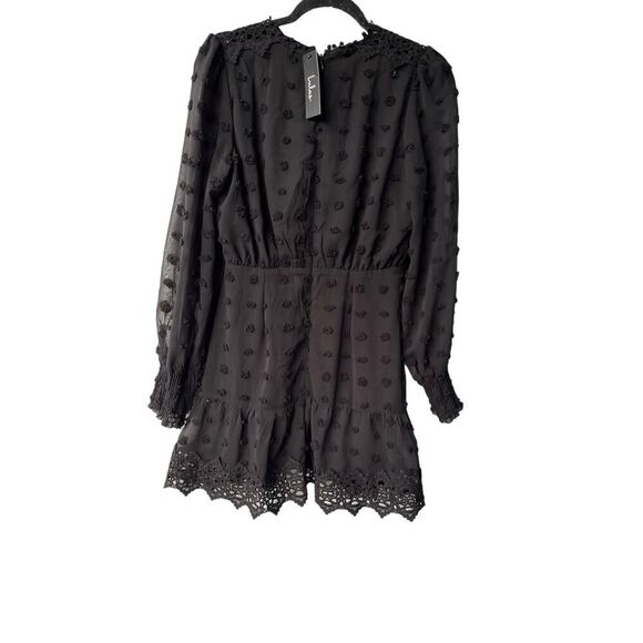 Lulu’s Lust Or Love Black Swiss Dot Dress small  Embroidered Lace Goth - Picture 4 of 12